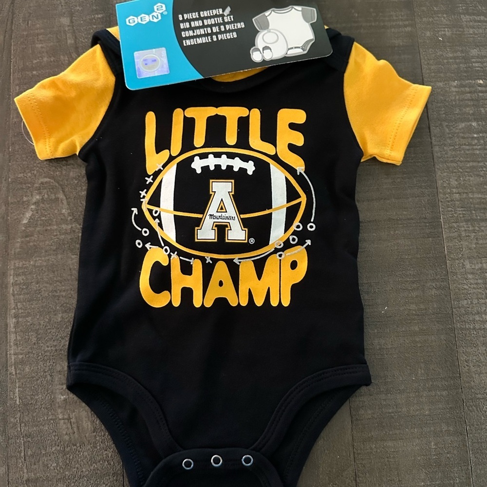 Appalachian State Little Champ Black and Yellow 3 Piece Set